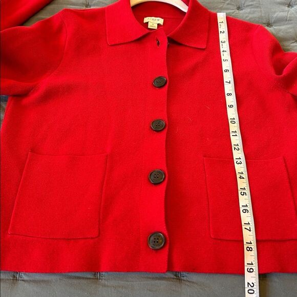 J. Crew cardinal red Polo cardigan sweater size small - Picture 10 of 11